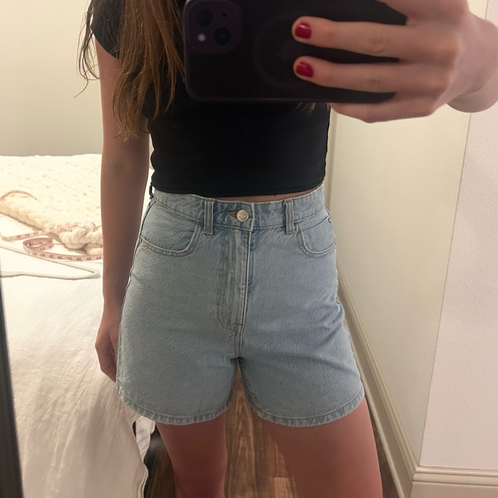 Light Blue Denim Shorts - Picture 5 of 6
